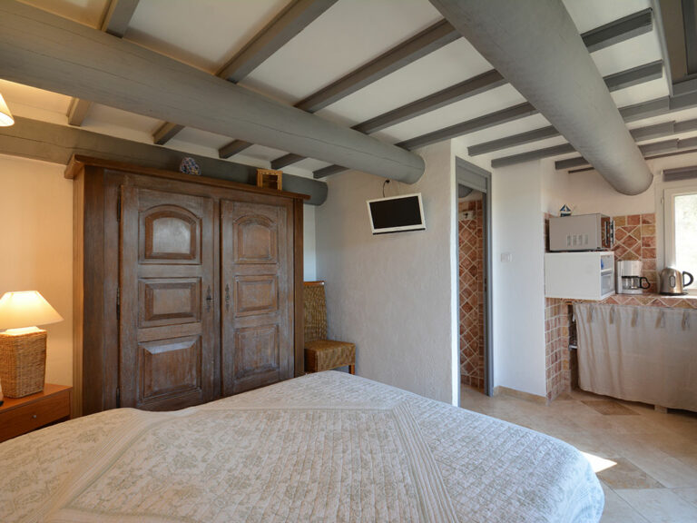 Chez Monique & Sa Fille à Bédoin - Chambre Twin Marine avec kitchenette