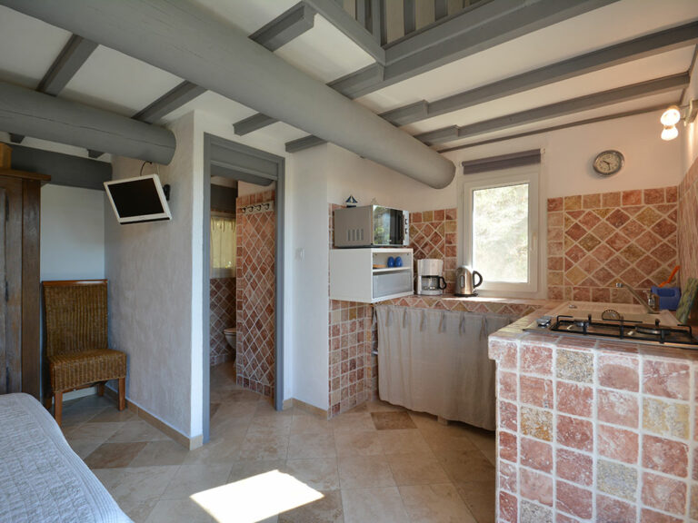 Chez Monique & Sa Fille à Bédoin - Chambre Twin Marine avec kitchenette